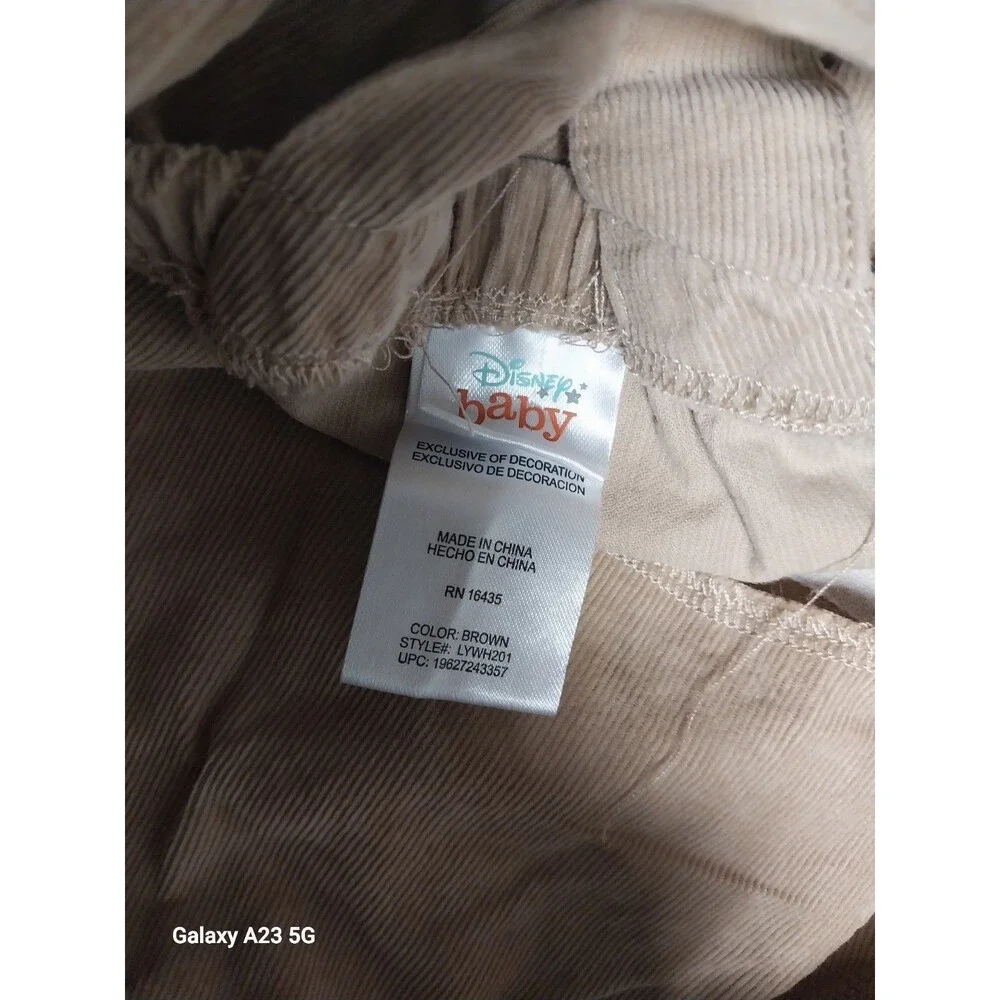 Disney Baby 18 months Winnie the Pooh Overalls Brown fine Corduroy 100% Cotton
